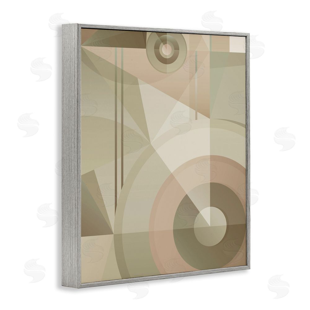 Stupell Studio Linear & Circular Abstract Gray Framed Giclee Wall Art Print