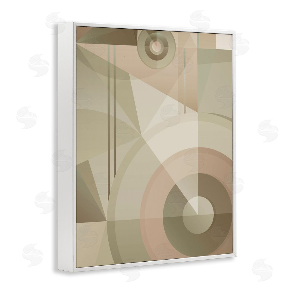 Stupell Studio Linear & Circular Abstract White Framed Giclee Wall Art Print