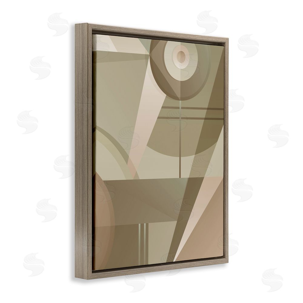 Stupell Studio Tan Geometric Abstract Brown Floating Frame Canvas Wall Art Print