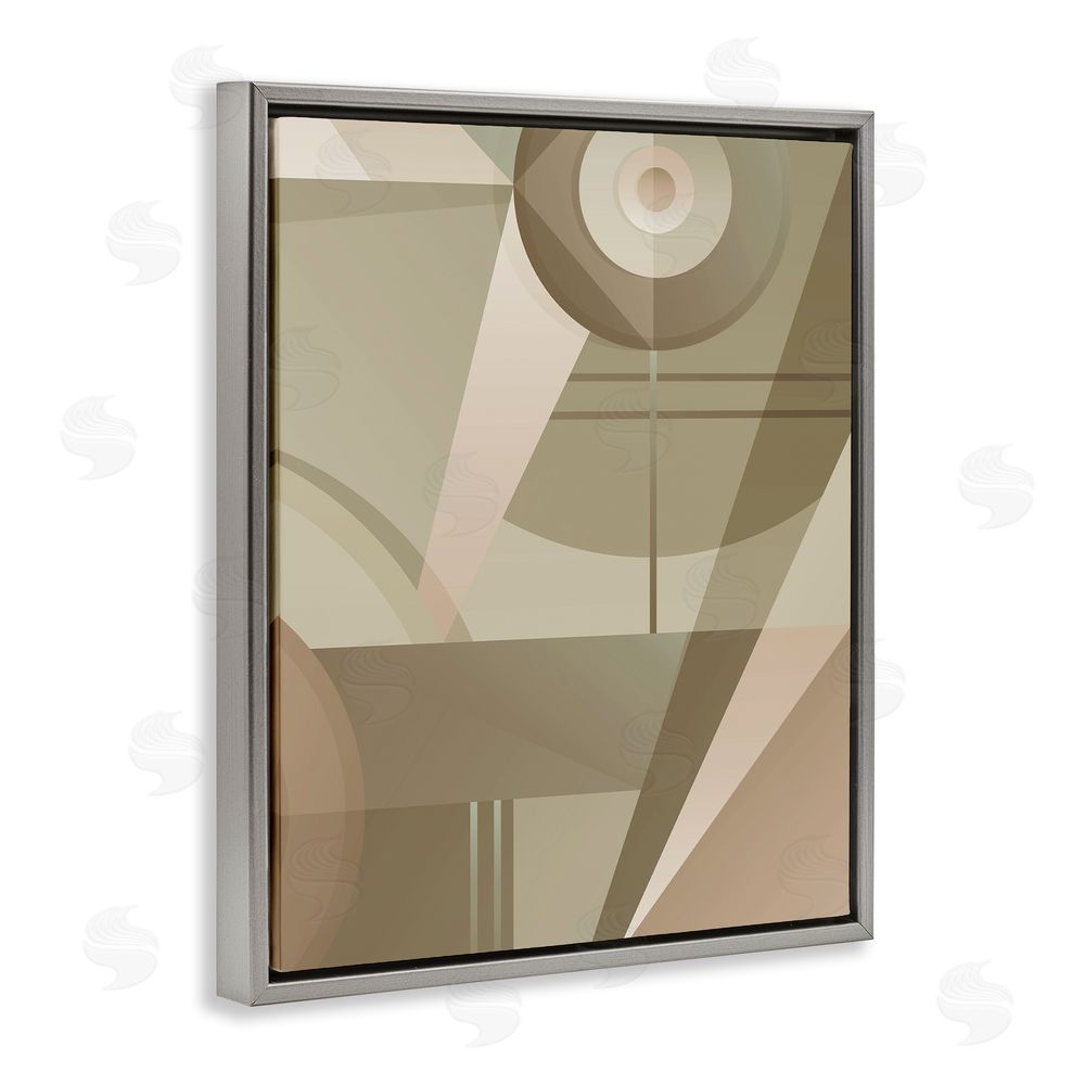 Stupell Studio Tan Geometric Abstract Grey Floating Frame Canvas Wall Art Print