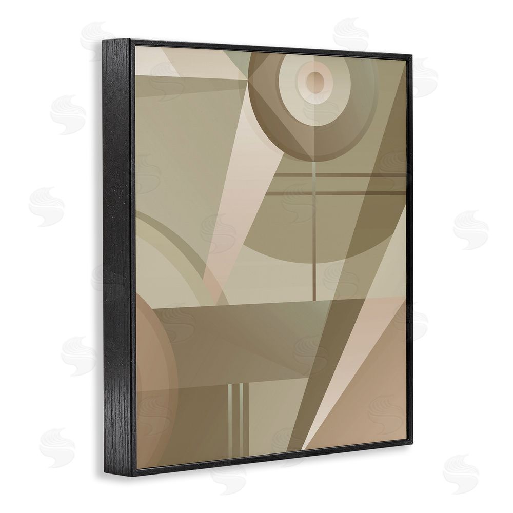 Stupell Studio Tan Geometric Abstract Black Framed Giclee Wall Art Print