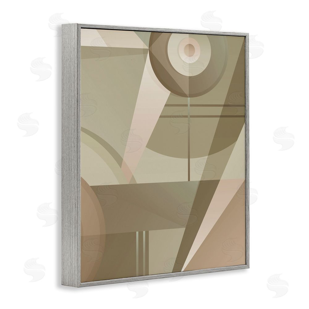 Stupell Studio Tan Geometric Abstract Gray Framed Giclee Wall Art Print