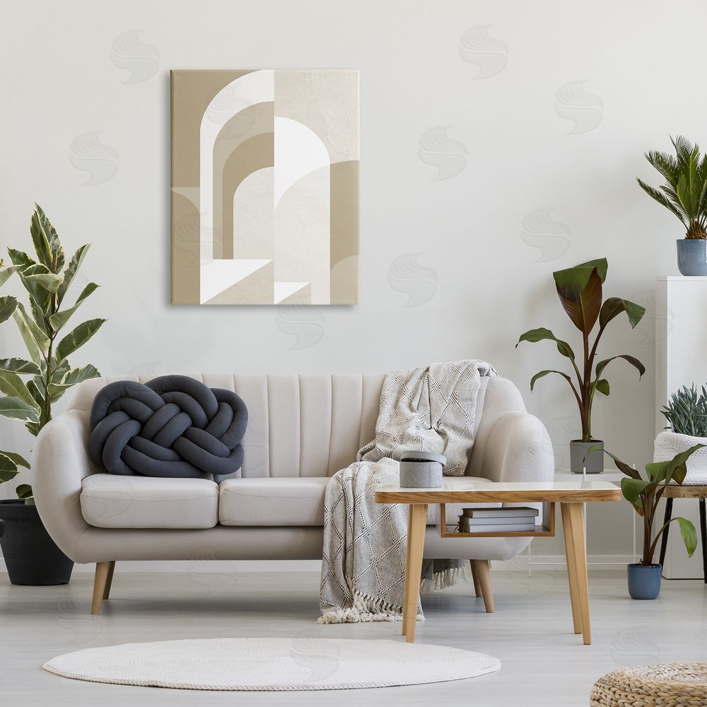 Stupell Studio Beige Abstract Arches Canvas Wall Art Print in Room