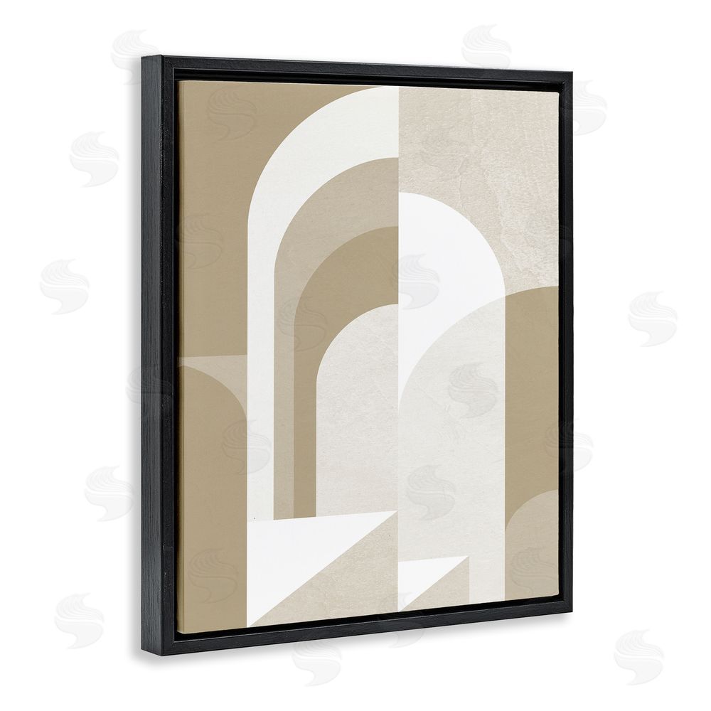 Stupell Studio Beige Abstract Arches Black Floating Frame Canvas Wall Art Print