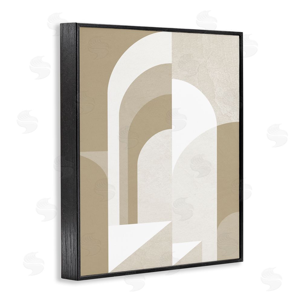Stupell Studio Beige Abstract Arches Black Framed Giclee Wall Art Print
