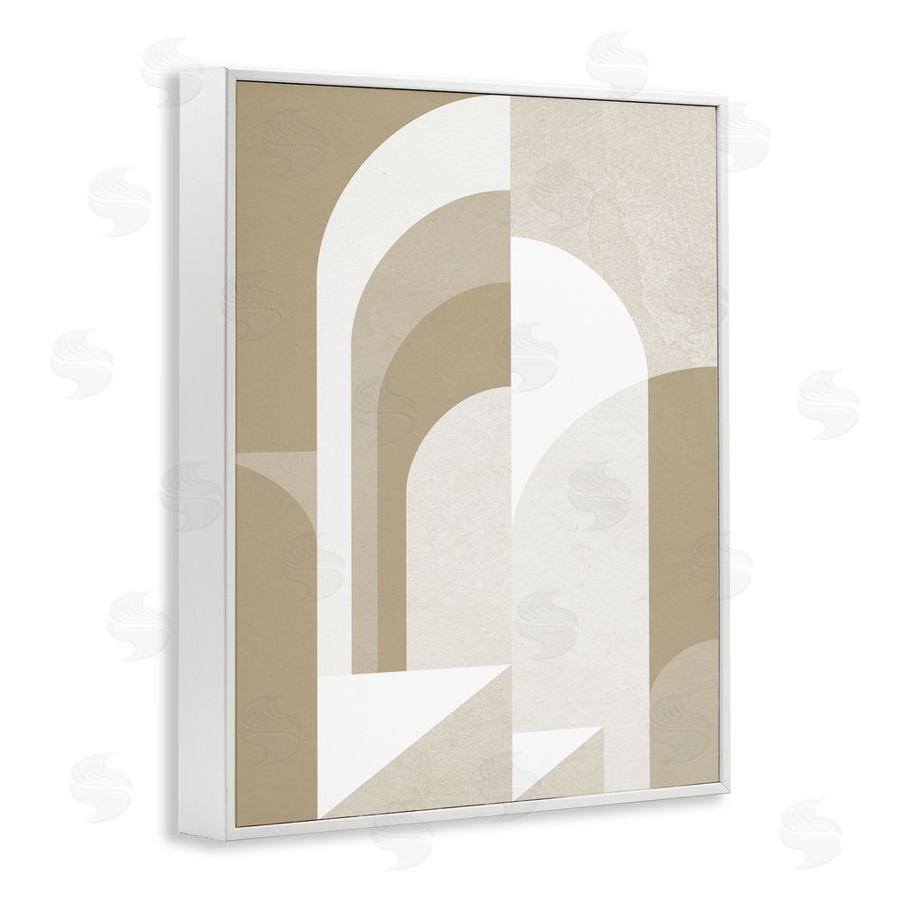 Stupell Studio Beige Abstract Arches White Framed Giclee Wall Art Print