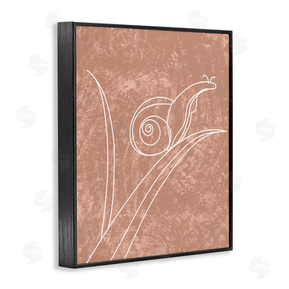 Stupell Studio Snail on Leaf Doodle Black Framed Giclee Wall Art Print