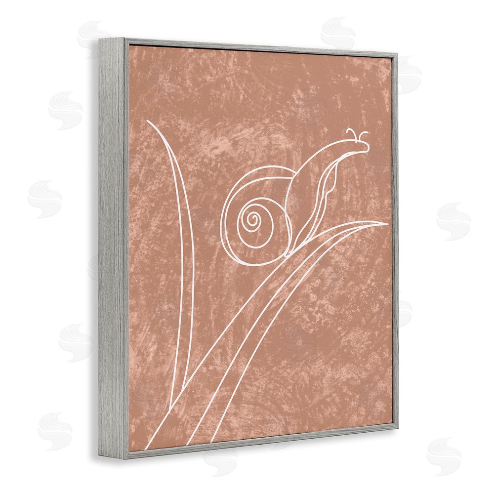Stupell Studio Snail on Leaf Doodle Gray Framed Giclee Wall Art Print