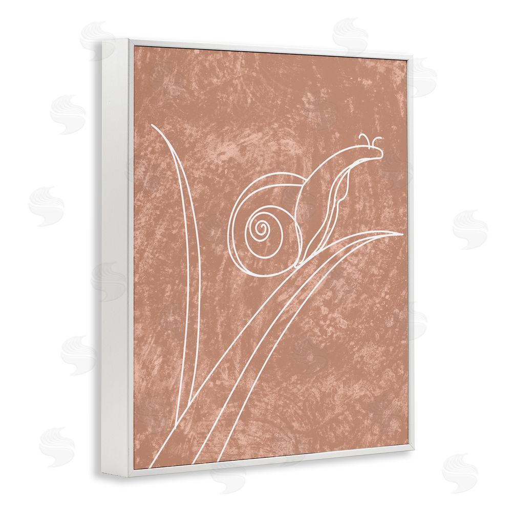 Stupell Studio Snail on Leaf Doodle White Framed Giclee Wall Art Print