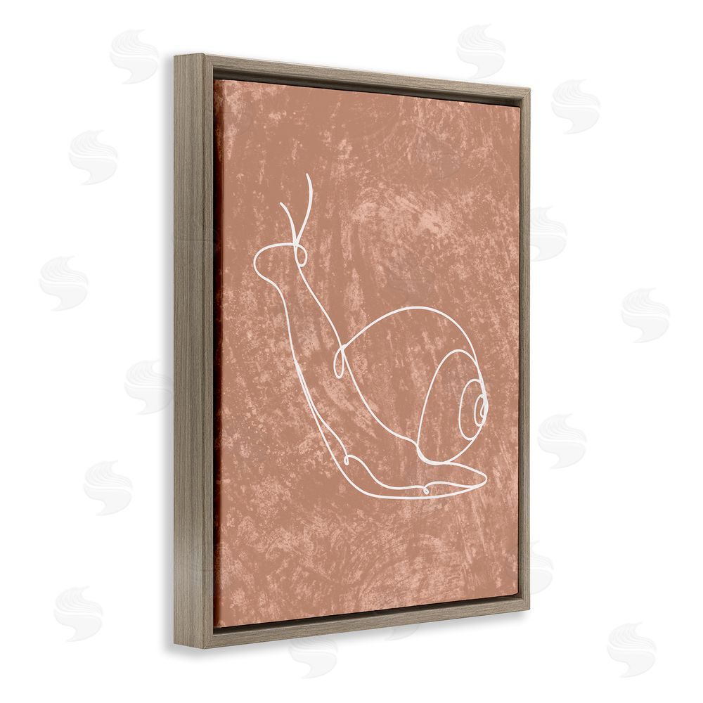 Stupell Studio Snail Line Drawing Brown Floating Frame Canvas Wall Art Print