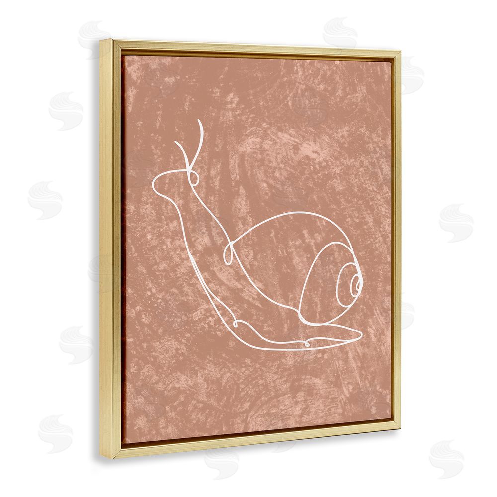 Stupell Studio Snail Line Drawing Gold Floating Frame Canvas Wall Art Print