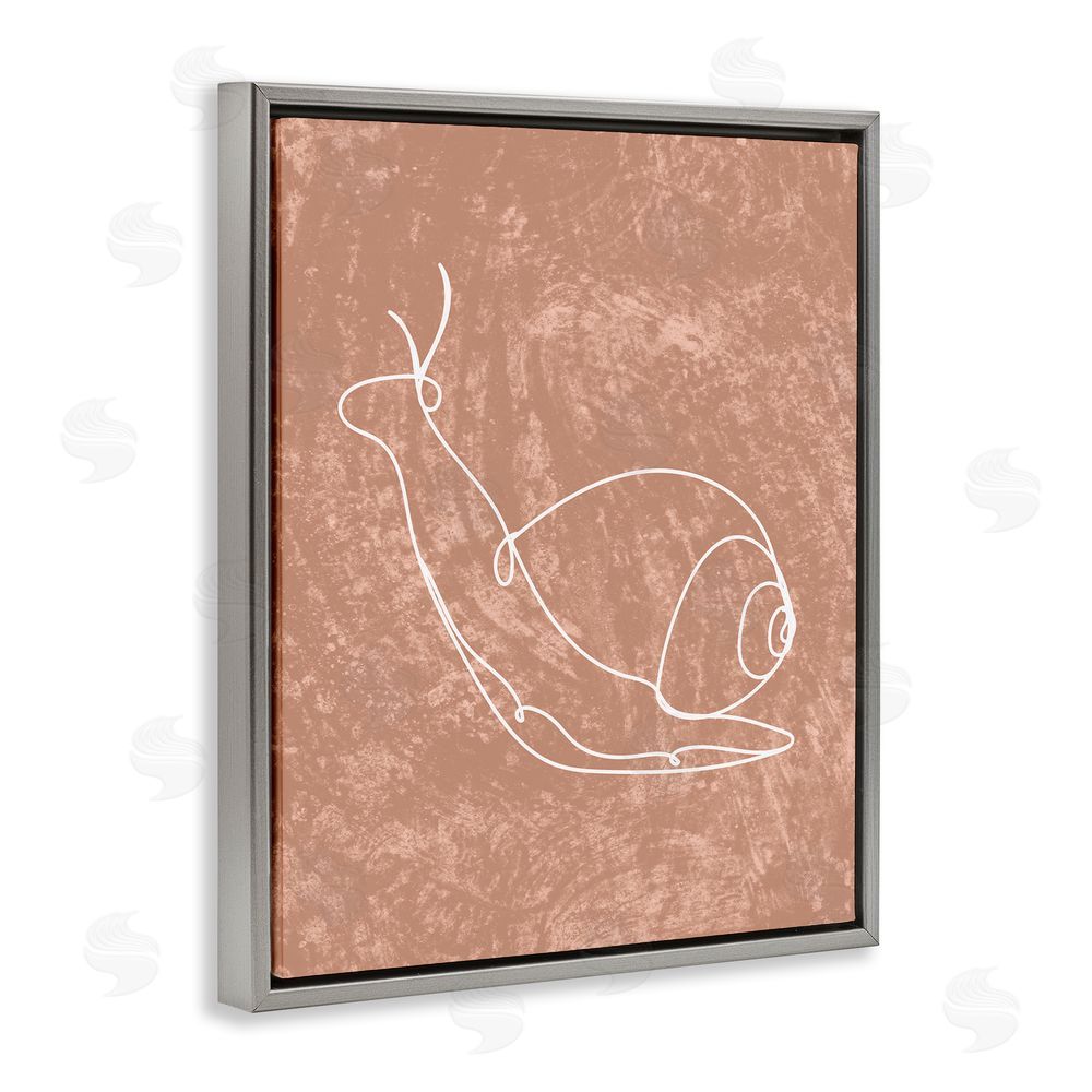 Stupell Studio Snail Line Drawing Grey Floating Frame Canvas Wall Art Print