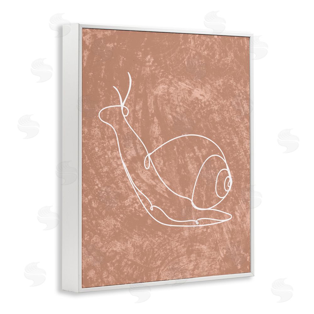 Stupell Studio Snail Line Drawing White Framed Giclee Wall Art Print