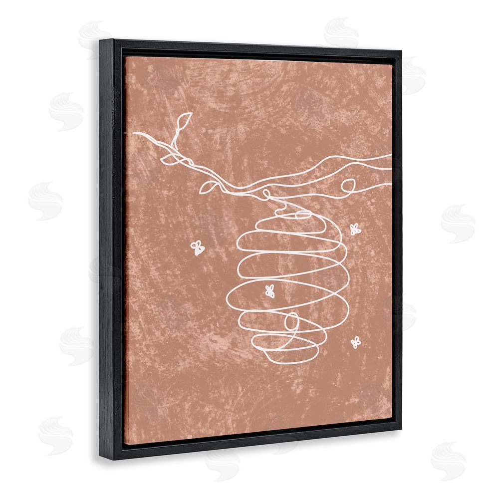 Stupell Studio Beehive Line Doodle Black Floating Frame Canvas Wall Art Print
