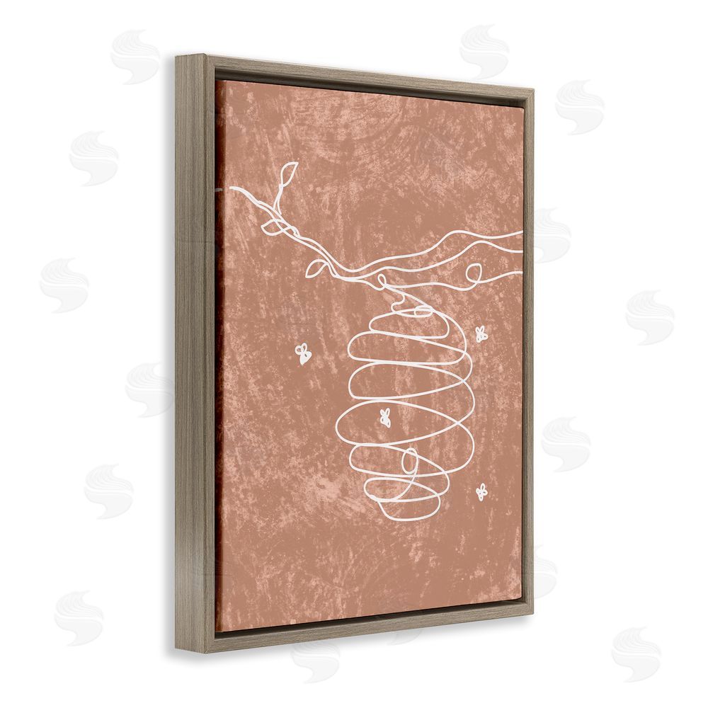 Stupell Studio Beehive Line Doodle Brown Floating Frame Canvas Wall Art Print