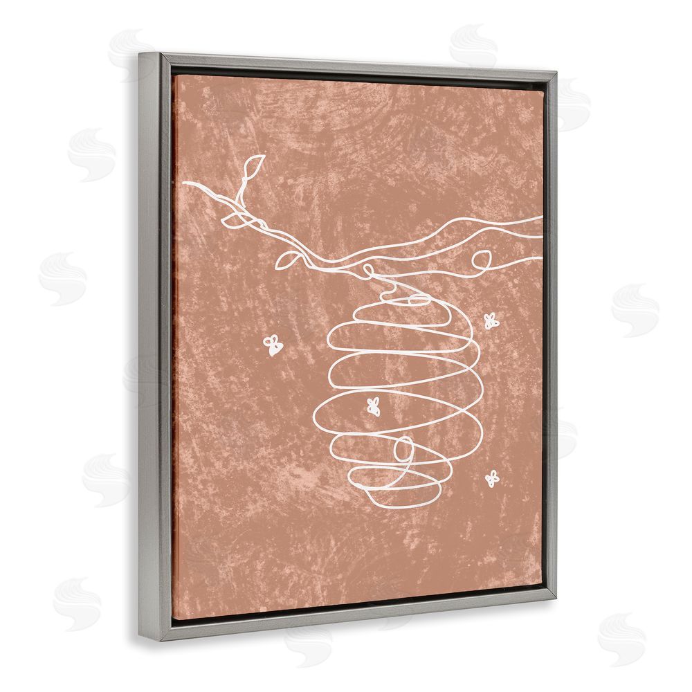 Stupell Studio Beehive Line Doodle Grey Floating Frame Canvas Wall Art Print
