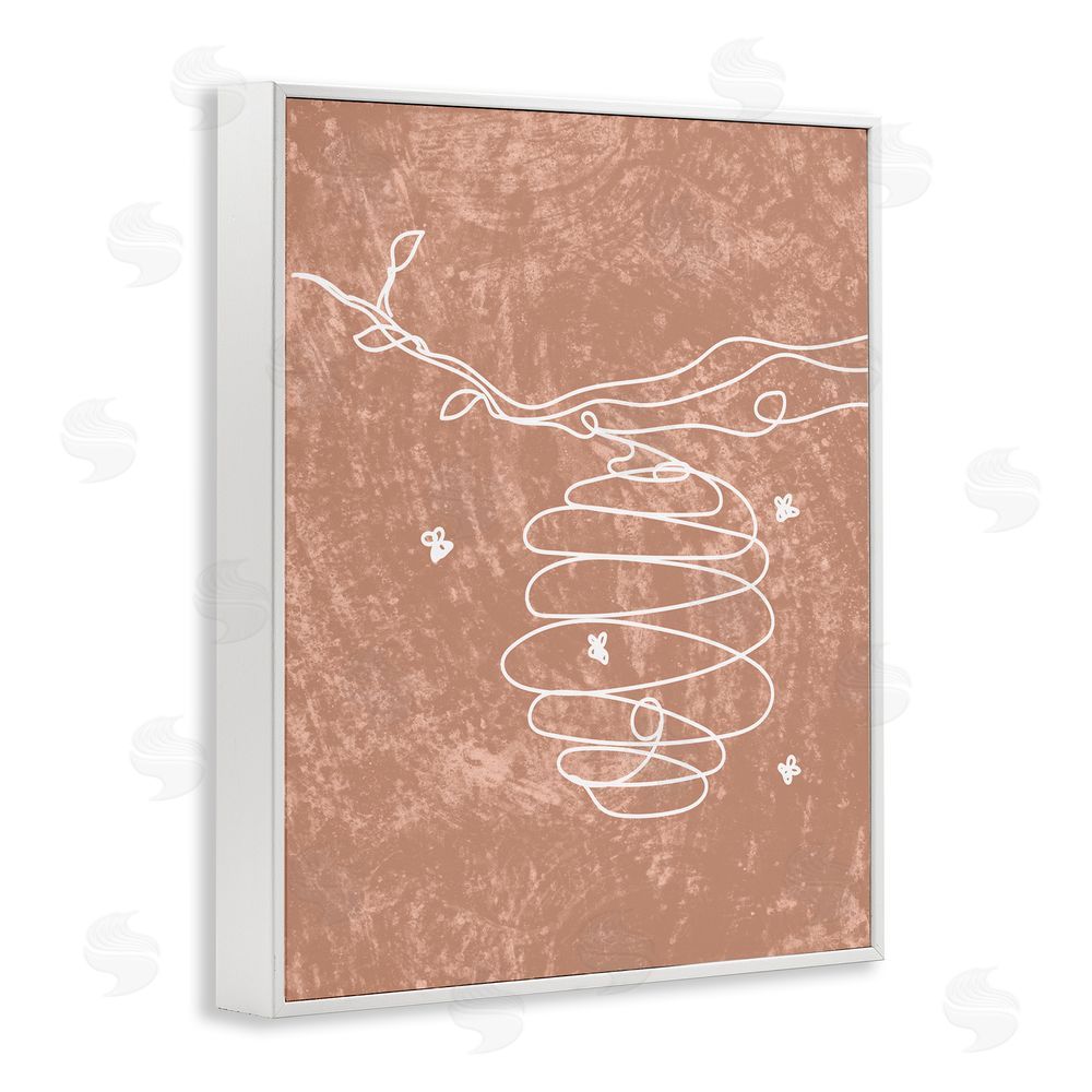 Stupell Studio Beehive Line Doodle White Framed Giclee Wall Art Print
