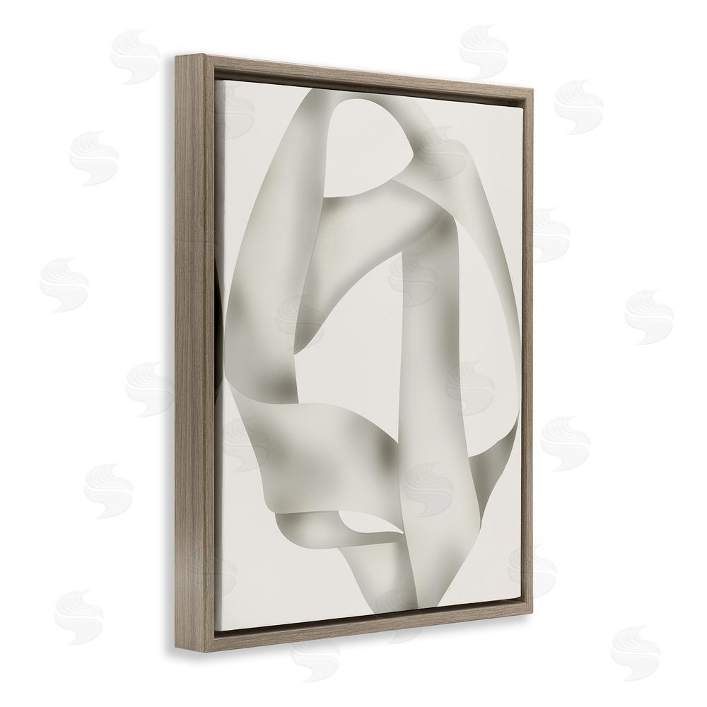 Stupell Studio Contemporary Abstract Overlap Brown Floating Frame Canvas Wall Art Print
