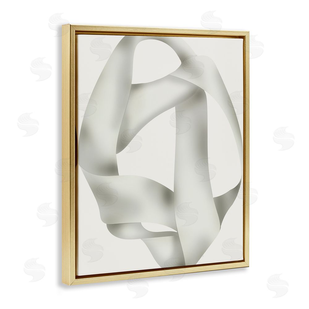 Stupell Studio Contemporary Abstract Overlap Gold Floating Frame Canvas Wall Art Print