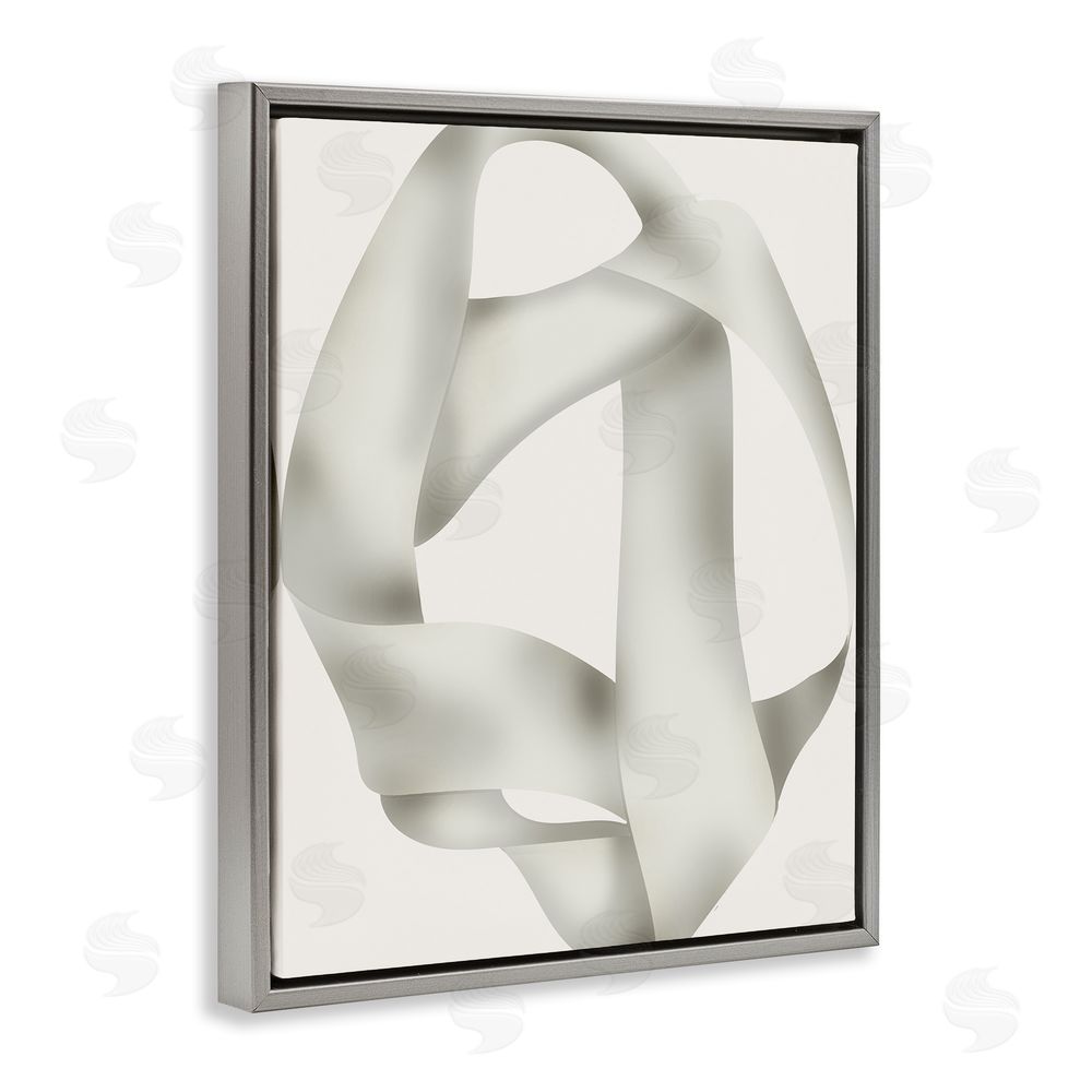 Stupell Studio Contemporary Abstract Overlap Grey Floating Frame Canvas Wall Art Print