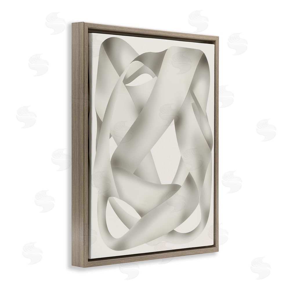 Stupell Studio Intertwining Abstract Shape Brown Floating Frame Canvas Wall Art Print