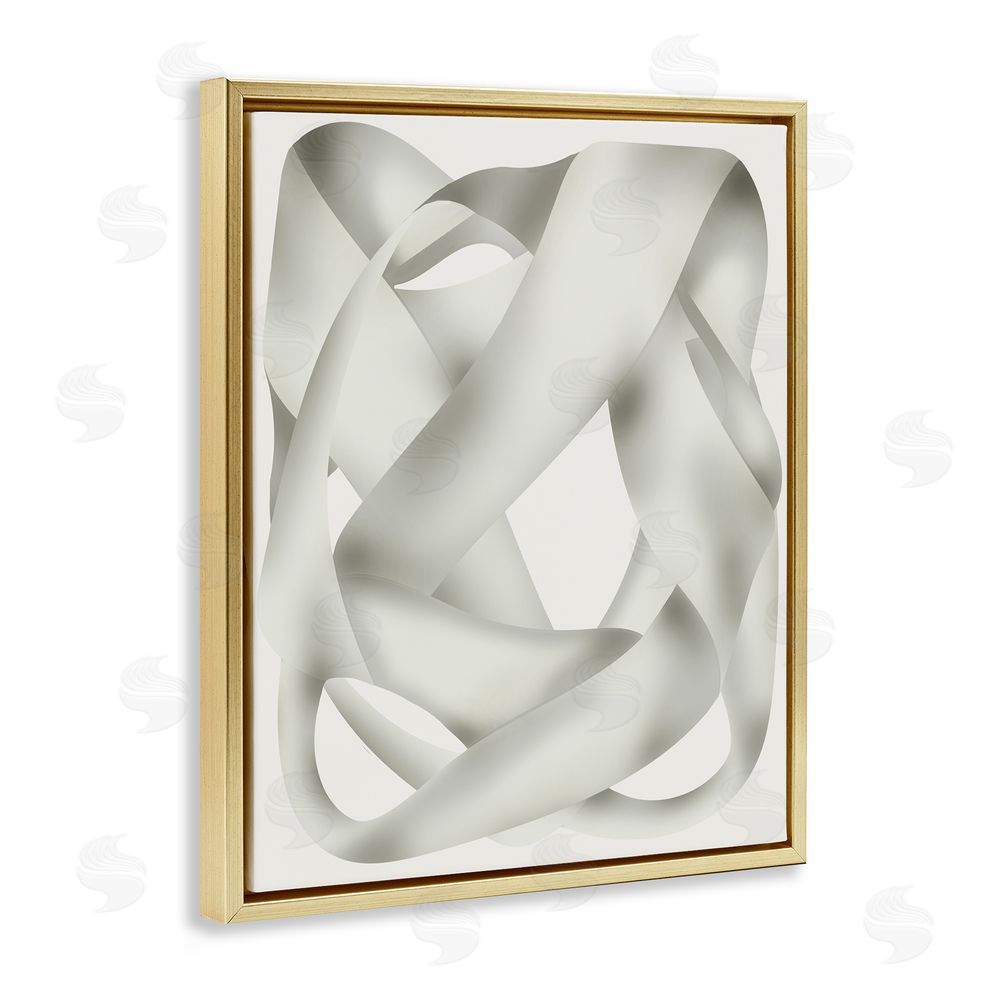 Stupell Studio Intertwining Abstract Shape Gold Floating Frame Canvas Wall Art Print