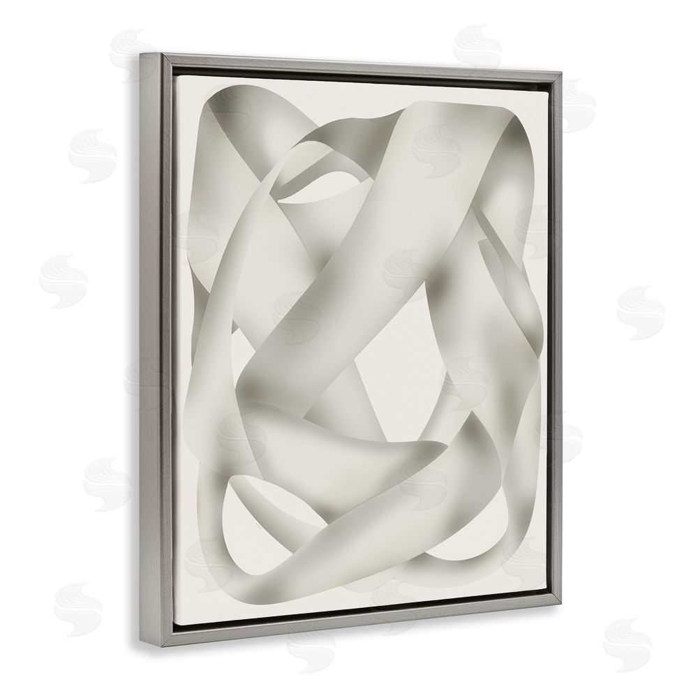 Stupell Studio Intertwining Abstract Shape Grey Floating Frame Canvas Wall Art Print