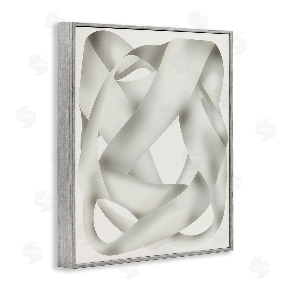Stupell Studio Intertwining Abstract Shape Gray Framed Giclee Wall Art Print