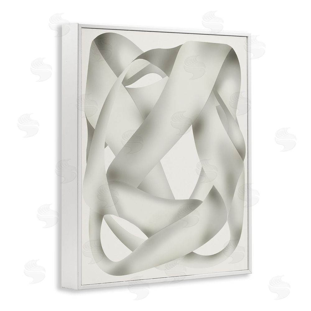 Stupell Studio Intertwining Abstract Shape White Framed Giclee Wall Art Print