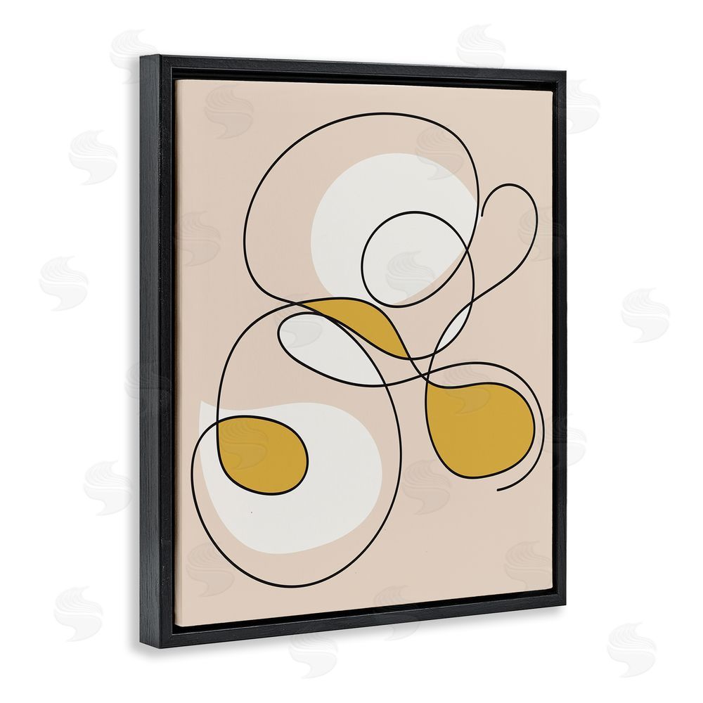 Stupell Studio Line Doodle with Yellow Black Floating Frame Canvas Wall Art Print