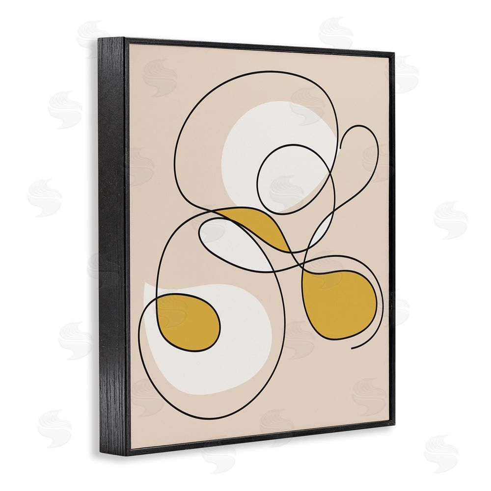 Stupell Studio Line Doodle with Yellow Black Framed Giclee Wall Art Print
