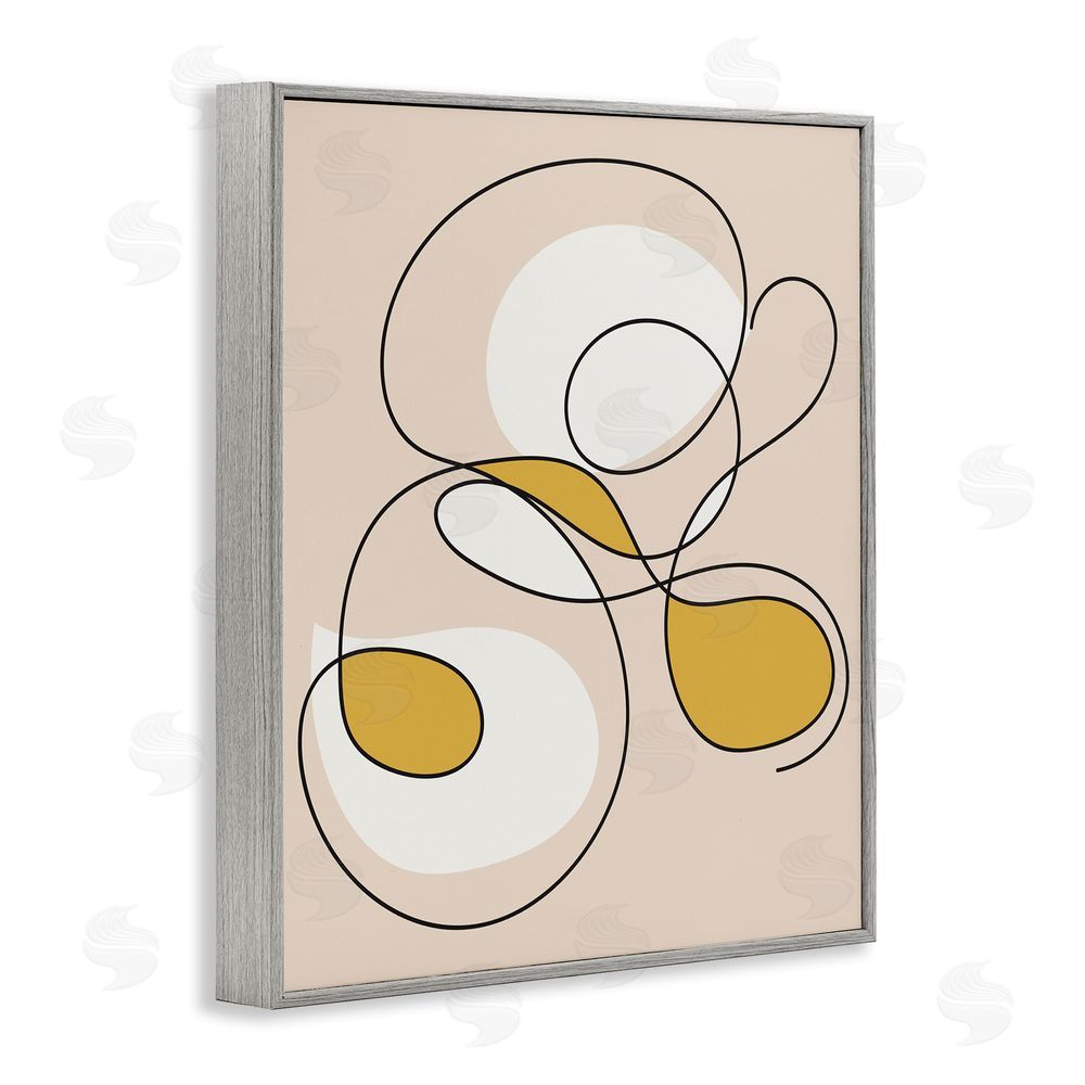 Stupell Studio Line Doodle with Yellow Gray Framed Giclee Wall Art Print