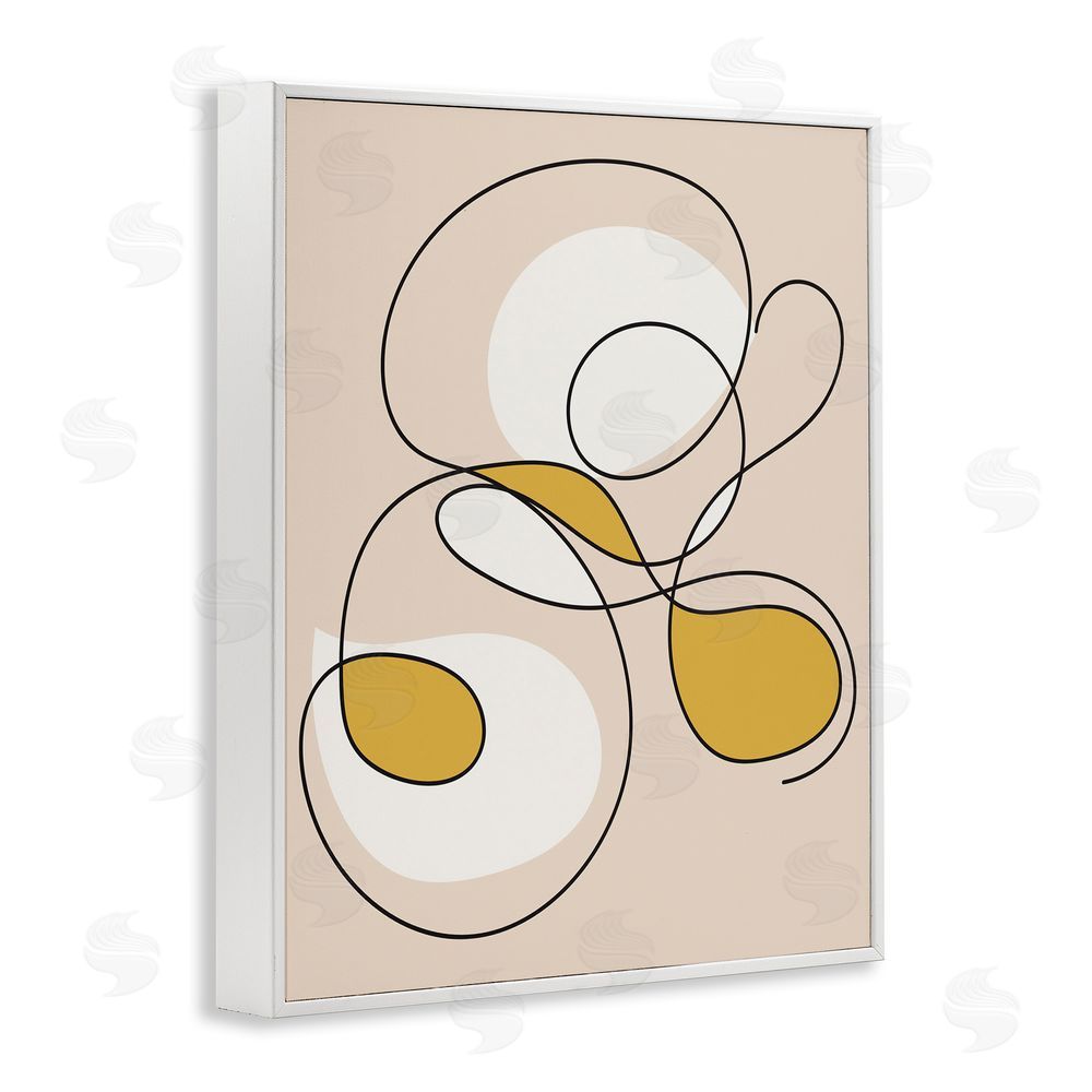 Stupell Studio Line Doodle with Yellow White Framed Giclee Wall Art Print