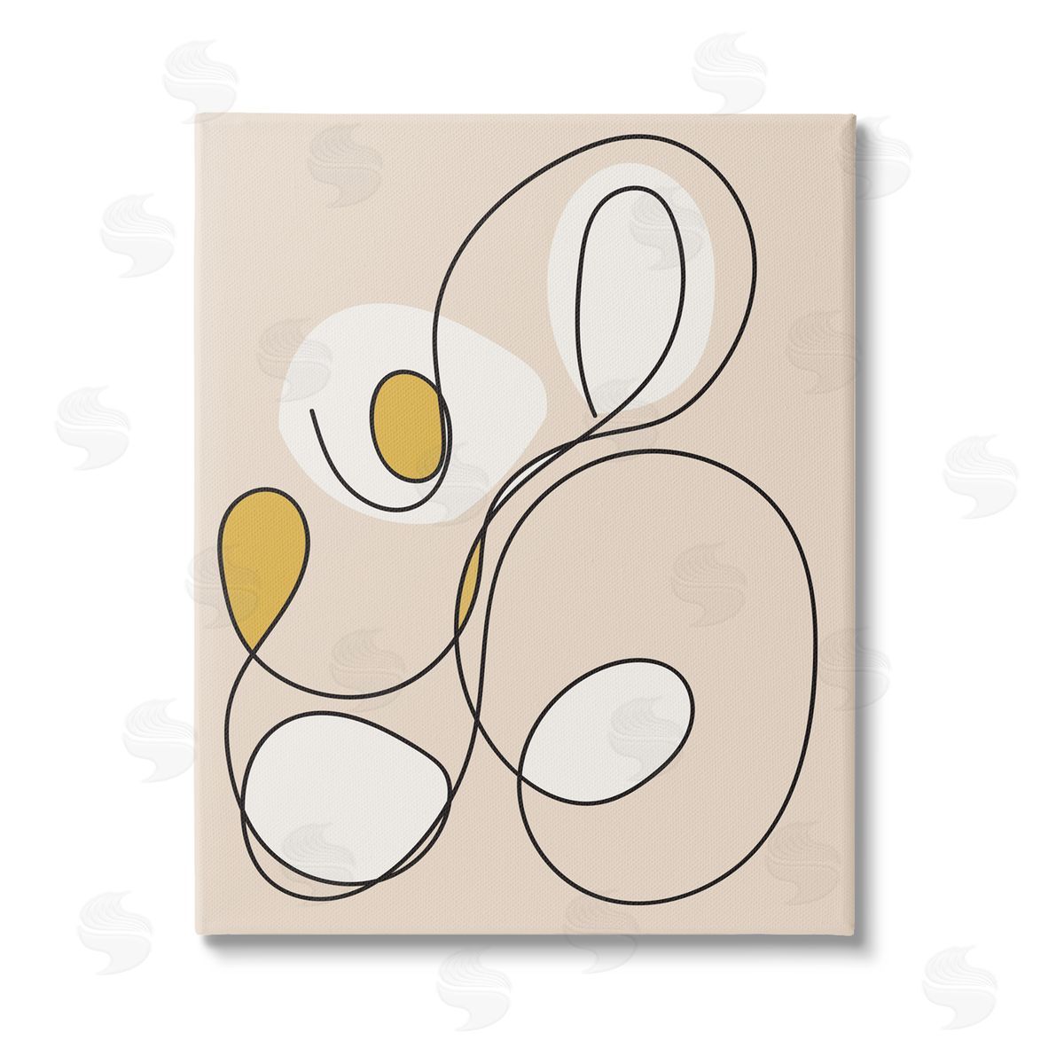 Stupell Studio Swirled Line on Beige Stretched Canvas Wall Art Print