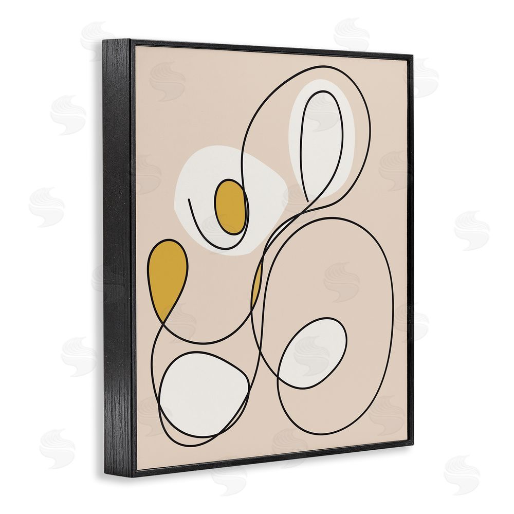 Stupell Studio Swirled Line on Beige Black Framed Giclee Wall Art Print