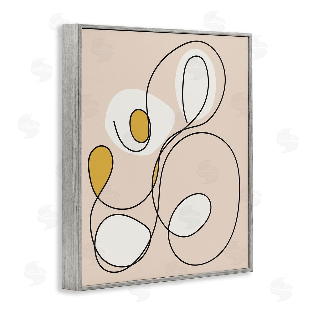 Stupell Studio Swirled Line on Beige Gray Framed Giclee Wall Art Print