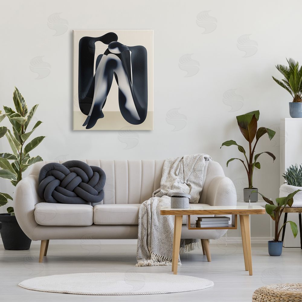 Stupell Studio Modern Figures Sitting Canvas Wall Art Print in Room