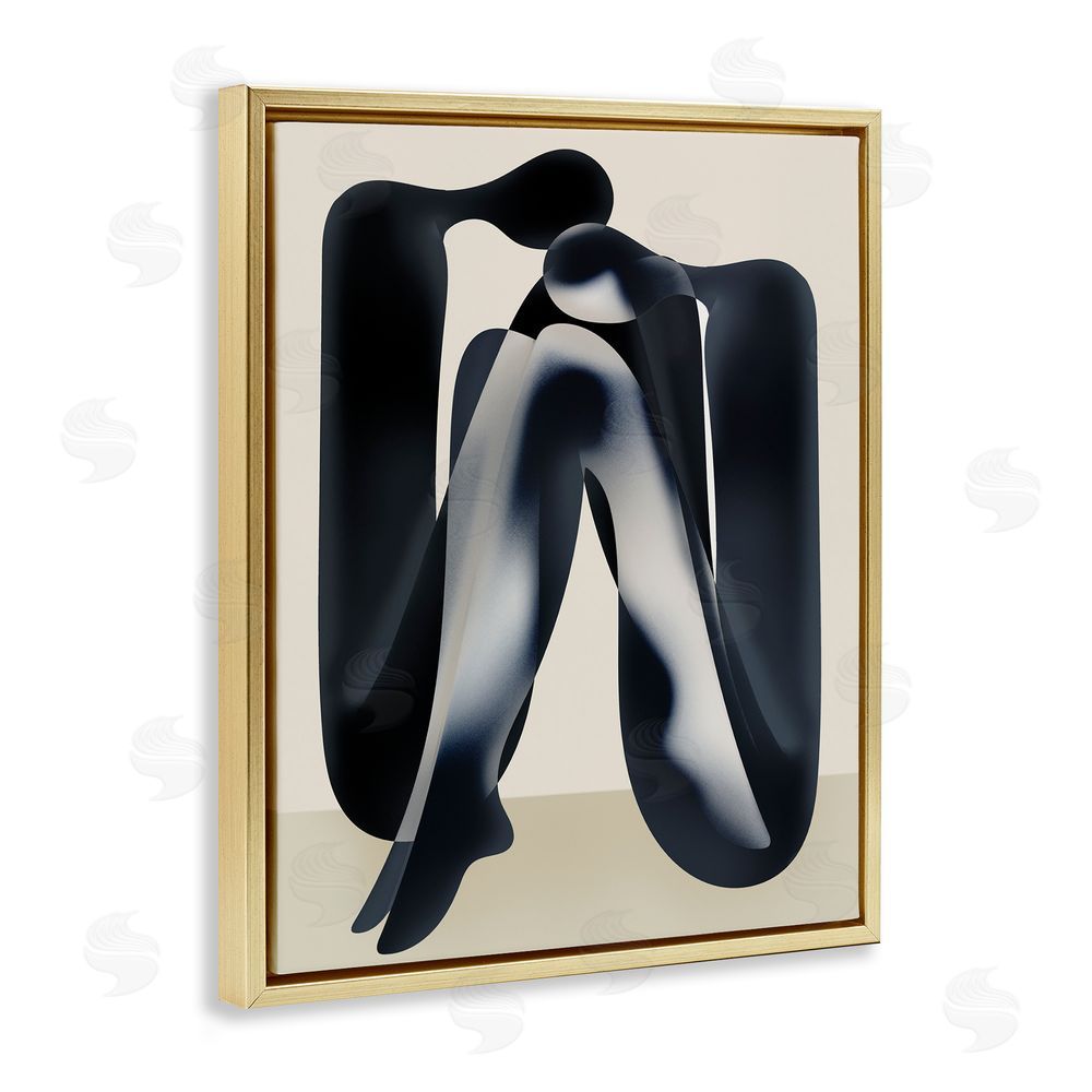 Stupell Studio Modern Figures Sitting Gold Floating Frame Canvas Wall Art Print