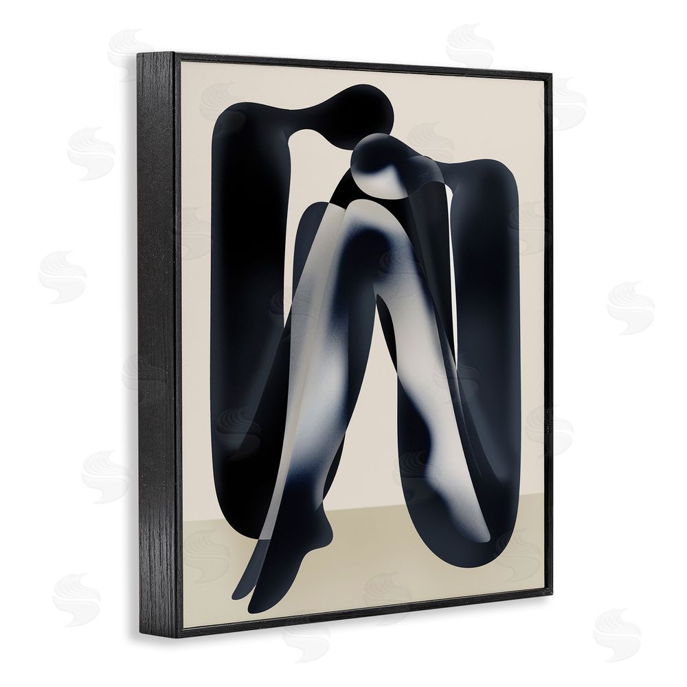 Stupell Studio Modern Figures Sitting Black Framed Giclee Wall Art Print
