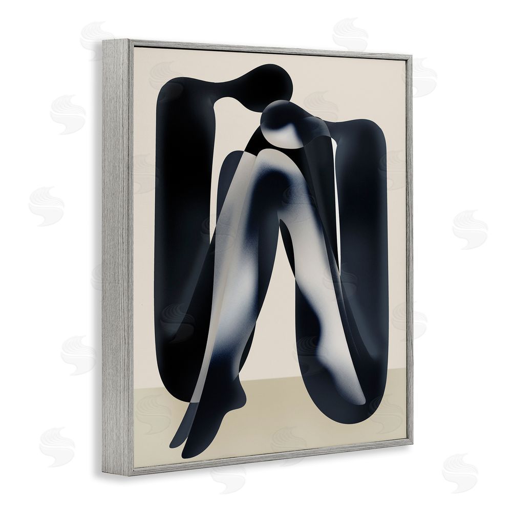 Stupell Studio Modern Figures Sitting Gray Framed Giclee Wall Art Print