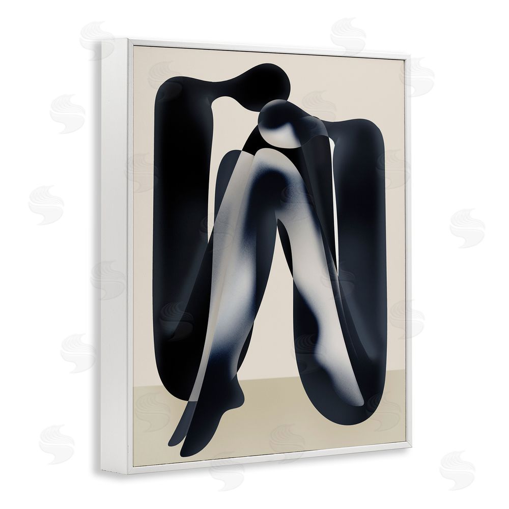 Stupell Studio Modern Figures Sitting White Framed Giclee Wall Art Print