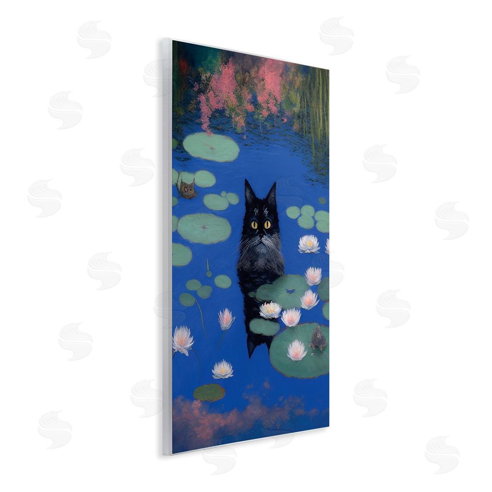 Gary Shergill Designs Black Cat in Pond Wall Plaque Art Print