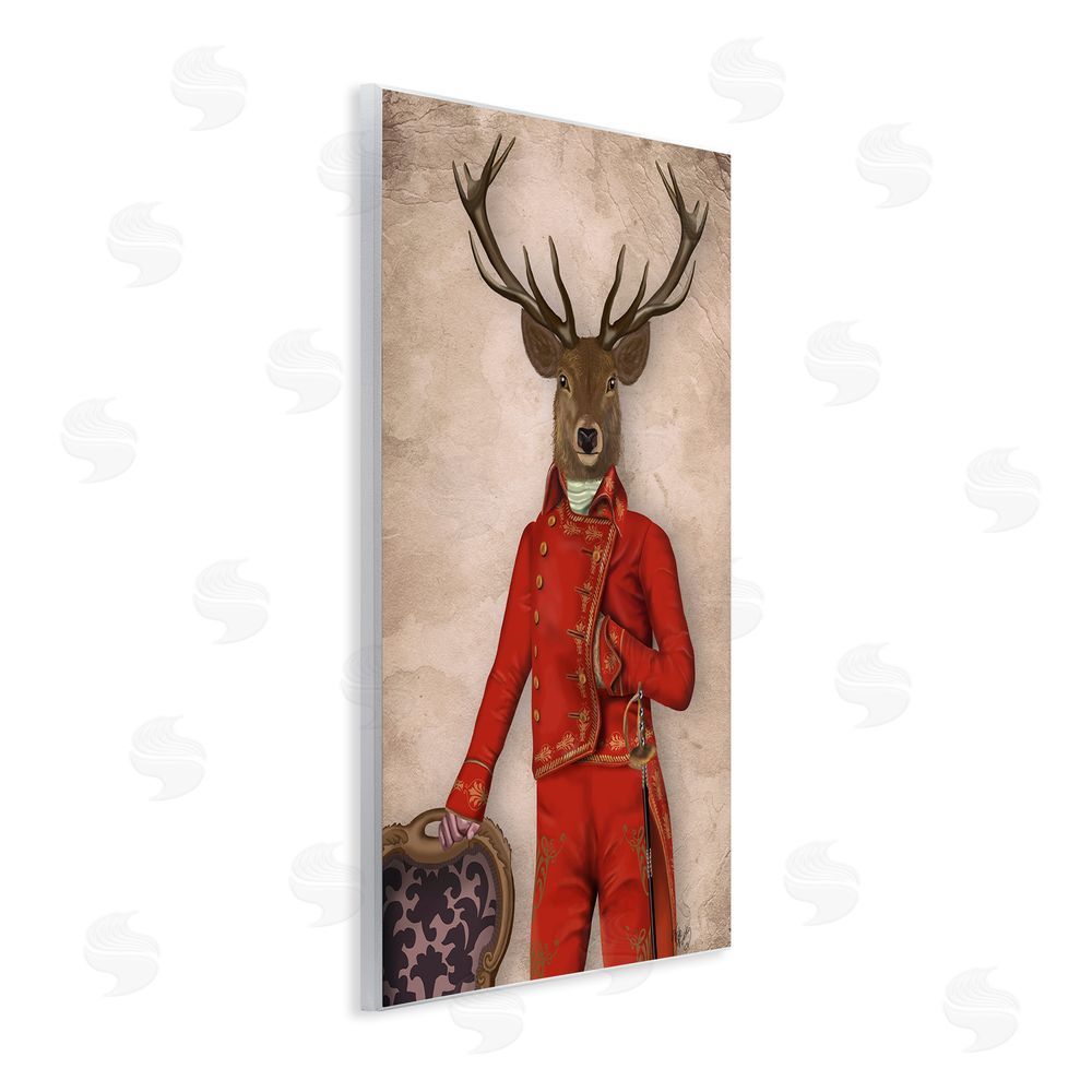 Fab Funky Fancy Elk in Red Suit Wall Plaque Art Print