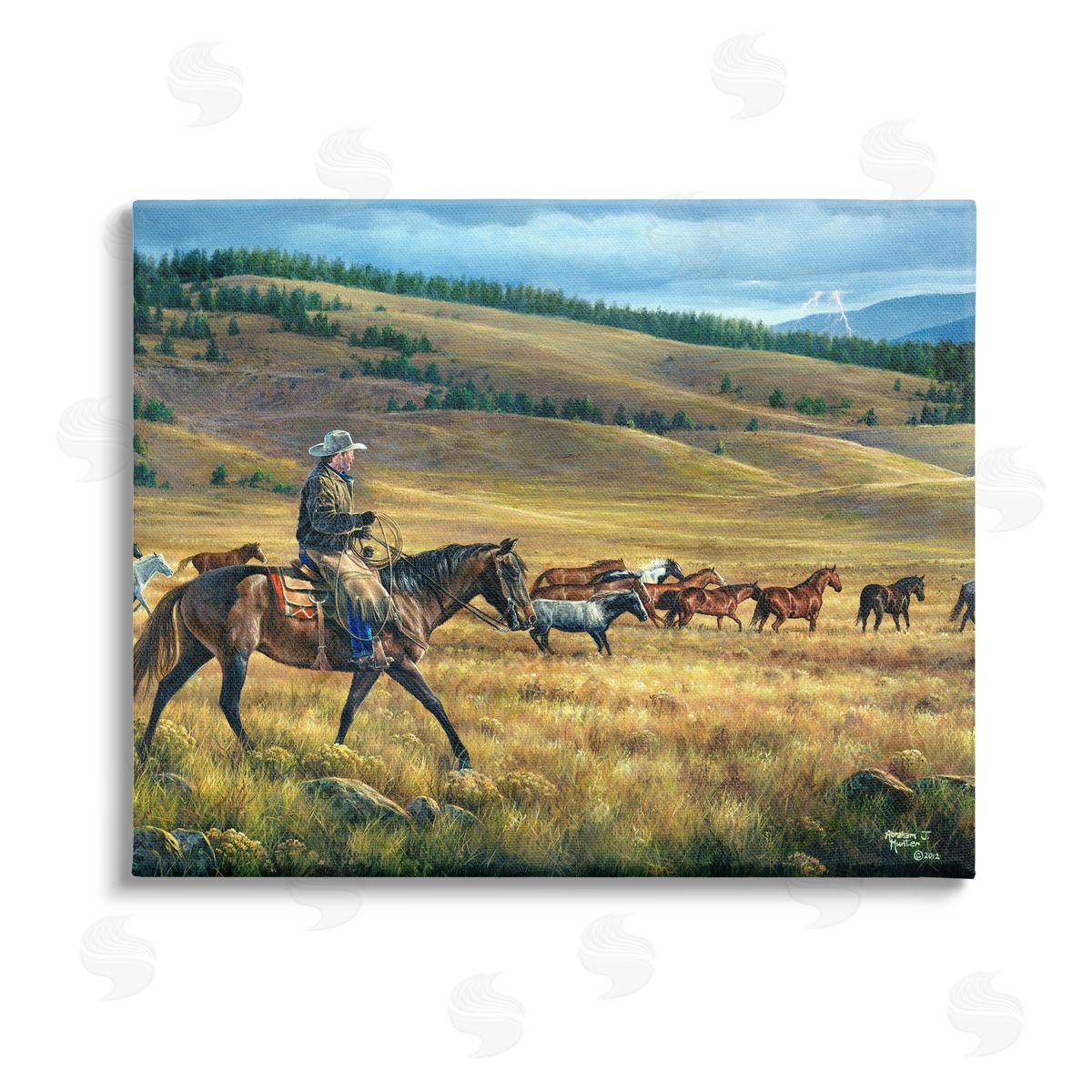 Abraham Hunter Equestrian Horse Landscape Stretched Canvas Wall Art Print