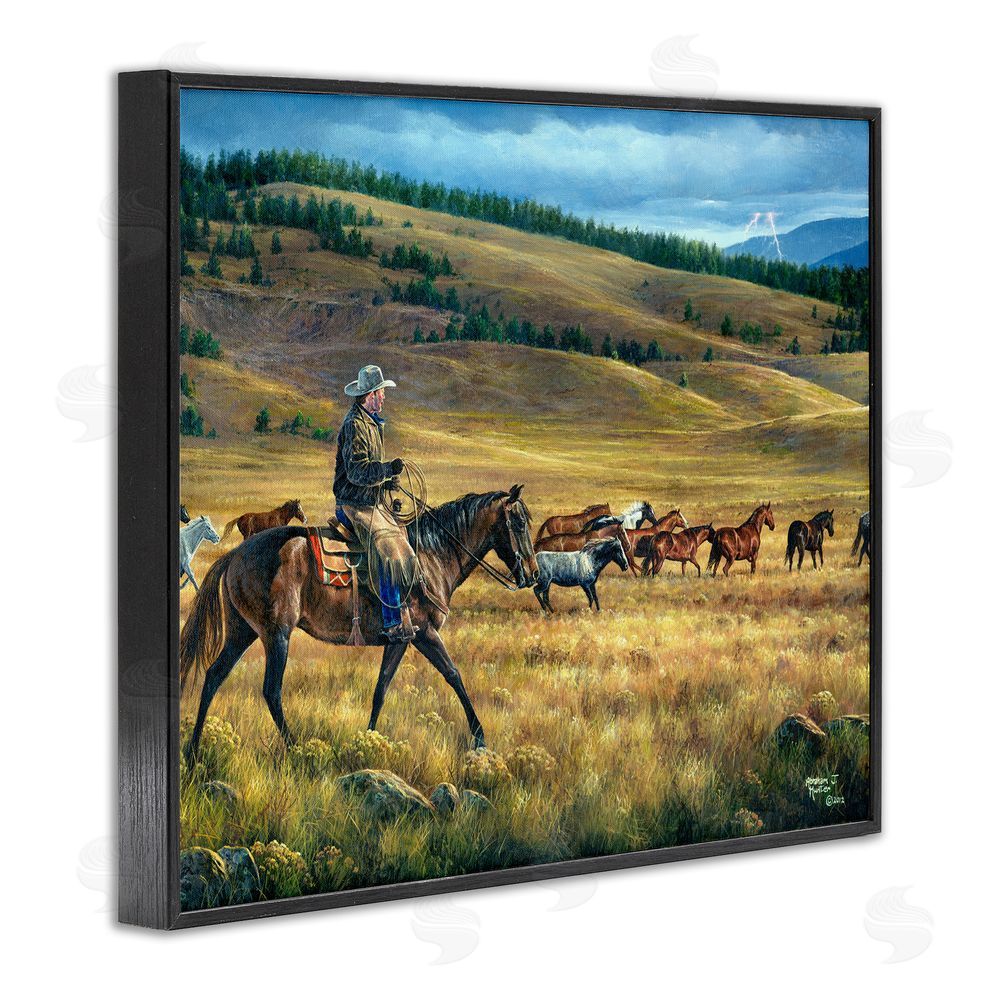Abraham Hunter Equestrian Horse Landscape Black Framed Giclee Wall Art Print