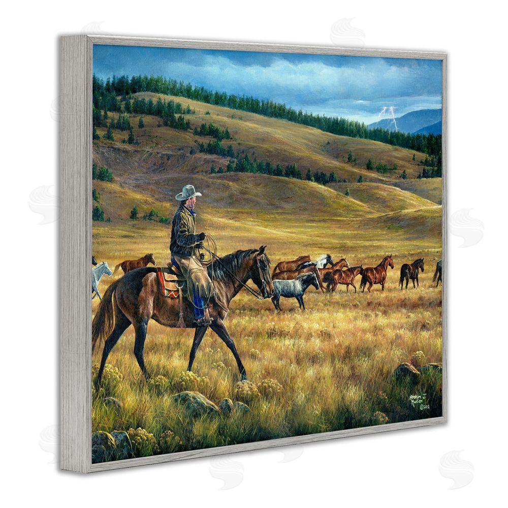 Abraham Hunter Equestrian Horse Landscape Gray Framed Giclee Wall Art Print