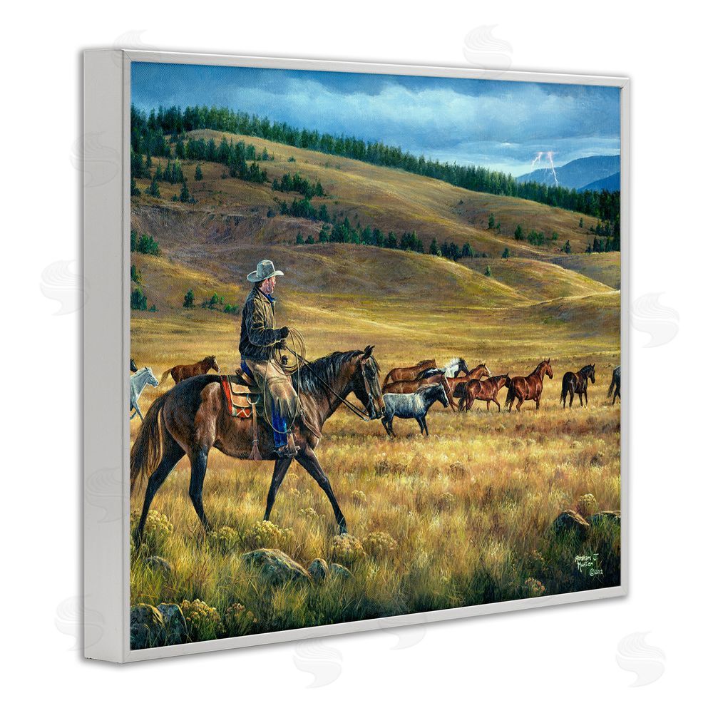 Abraham Hunter Equestrian Horse Landscape White Framed Giclee Wall Art Print