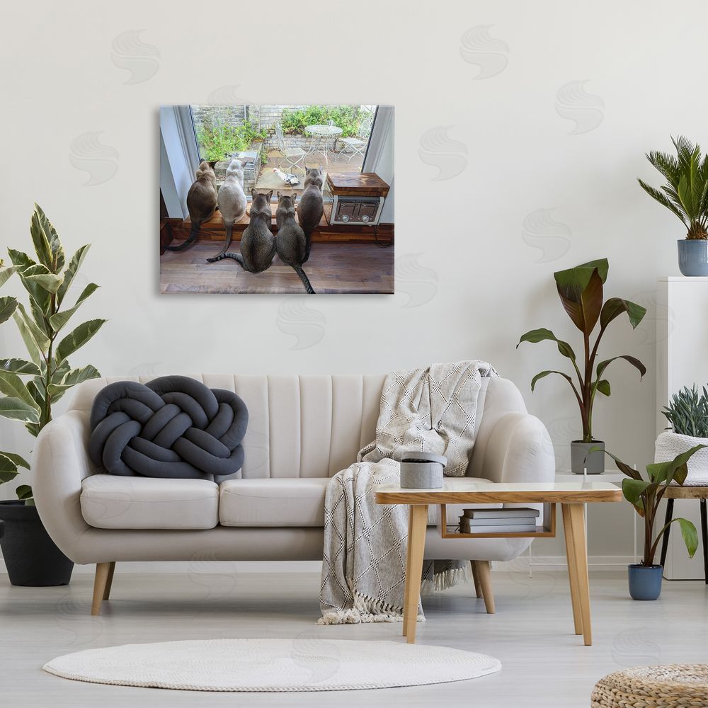 Beth Noble Cats Watching Bird at Window Canvas Wall Art Print in Room