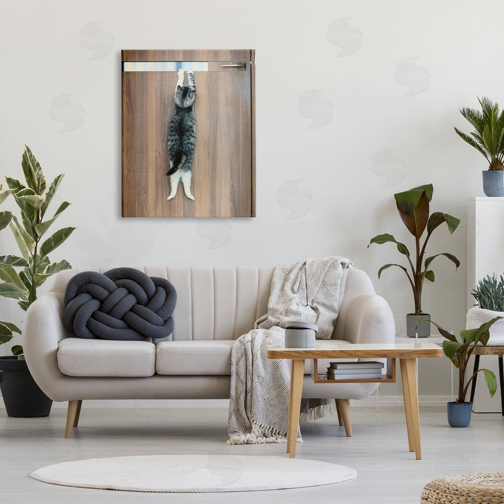 Kazutoshi Ono Desperate Cat Escaping Canvas Wall Art Print in Room