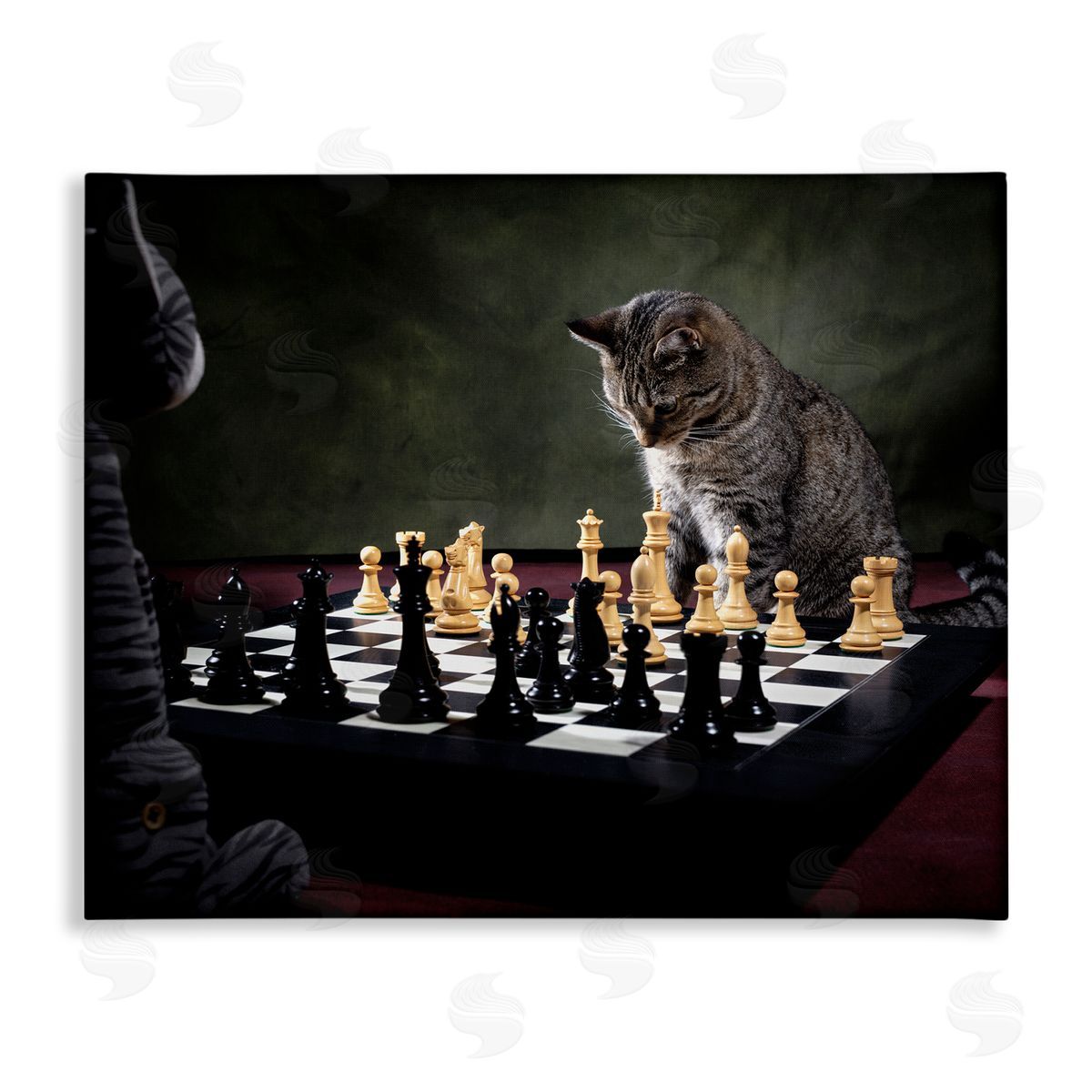 Jonathan Casey Cats Playing Chess Stretched Canvas Wall Art Print